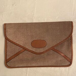 ALDANA Stylish Brown and Tan Large Envelope Clutch Made in Italy